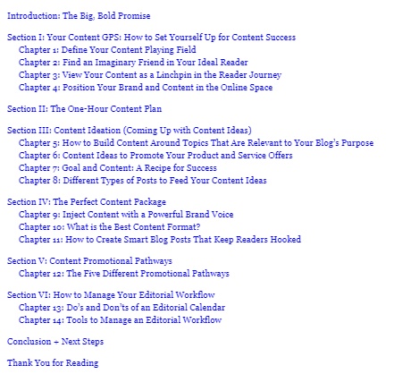 One Hour content plan TOC How to unlock countless content ideas in one hour