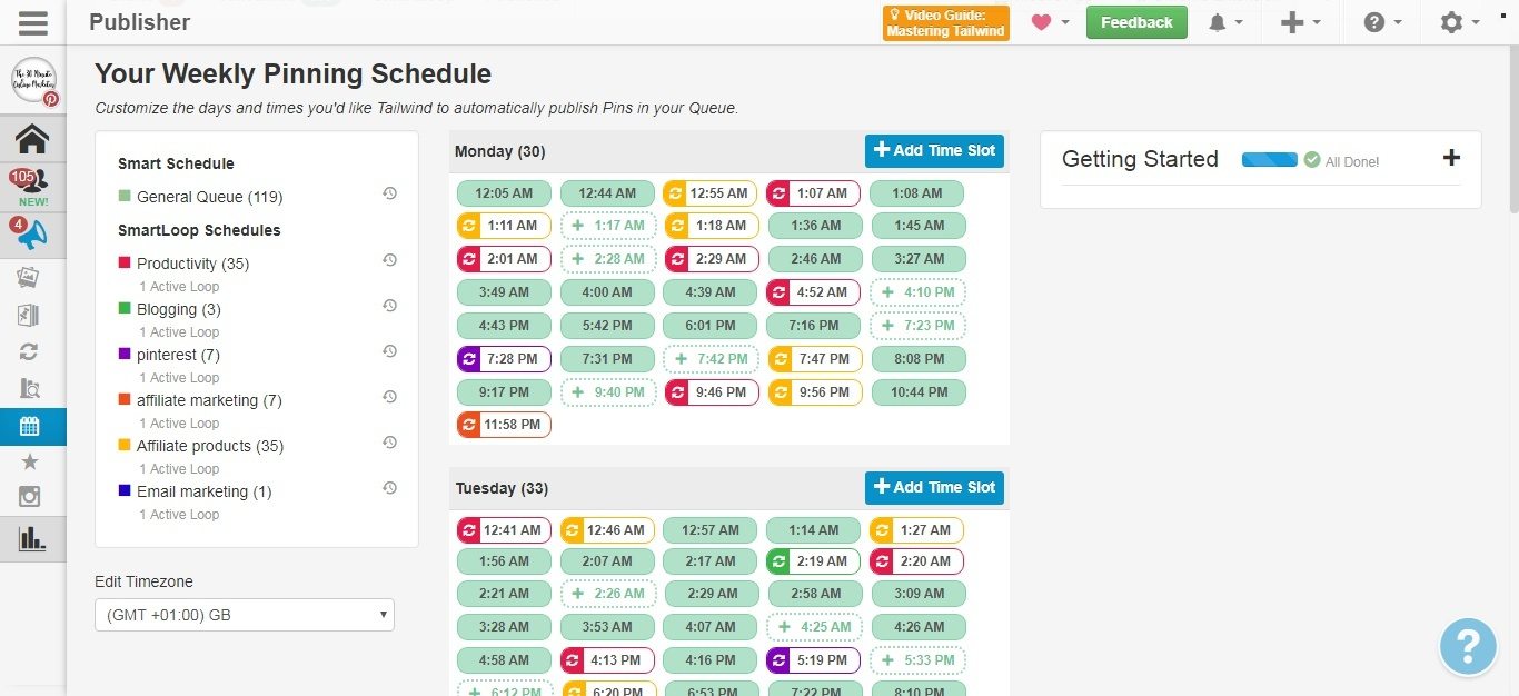 Weekly Pinning Schedule with SmartLoop Weekly Pinning Schedule with SmartLoop