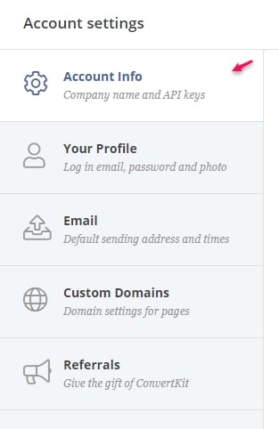 ConvertKit Account Settings