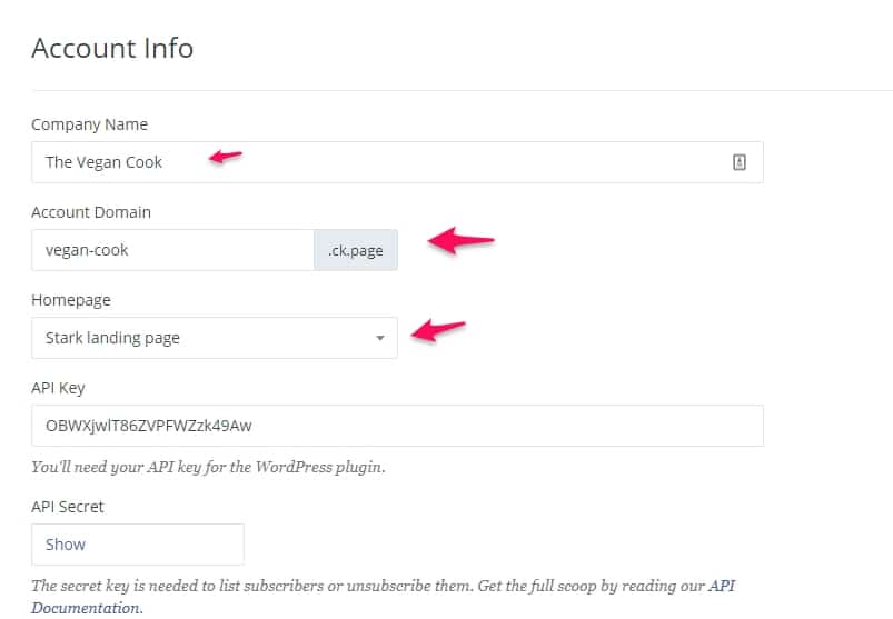 Setting up Convertkit account