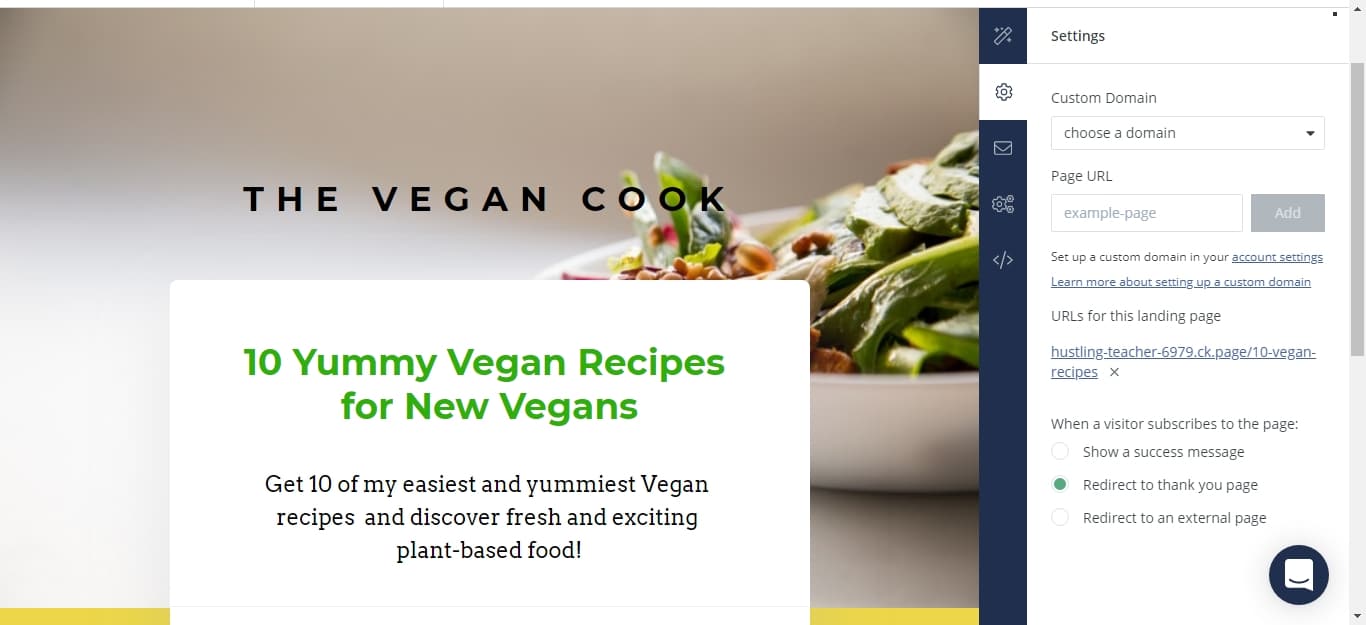 thank you page redirect