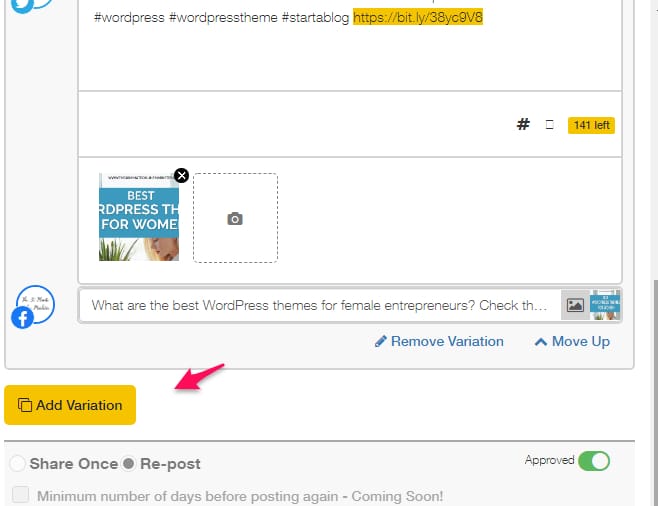 Adding a variation to a post in SocialBee Adding a variation to a post in SocialBEE. Twitter Tips for Beginner Bloggers