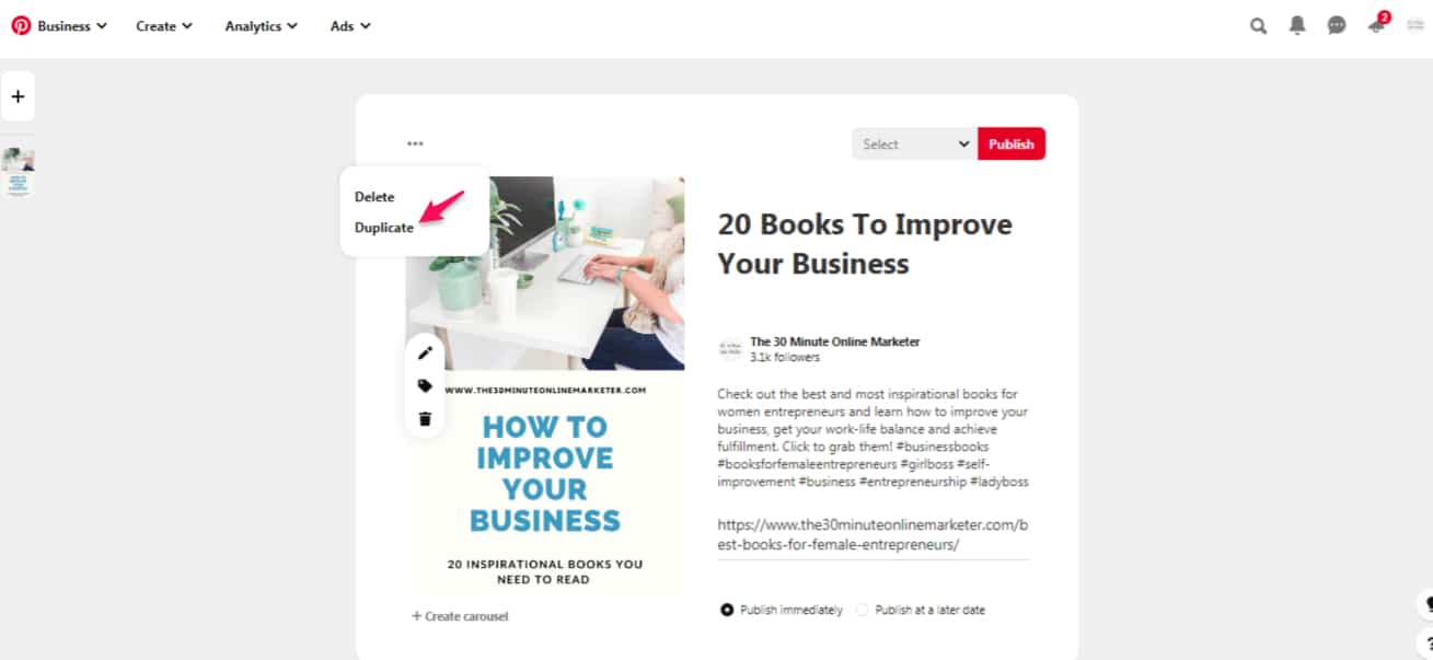 Create a Pin on Pinterest