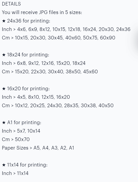 How to size your printables for Etsy